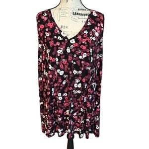 Lane Bryant Floral Swing Tank V Neck Black Pink Size 22/24 New